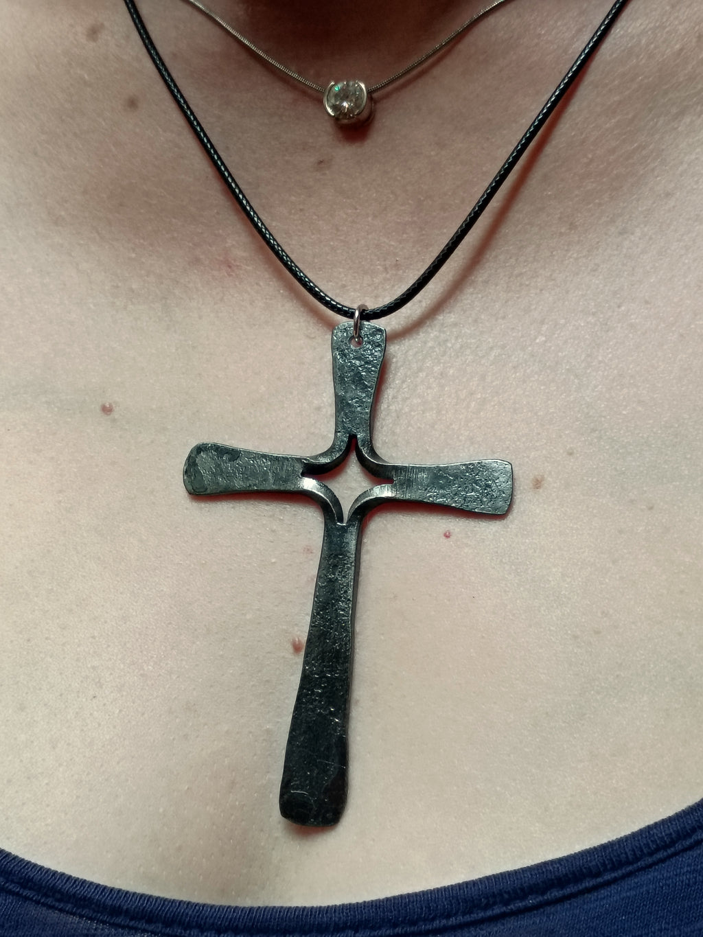 Forged cross pendant necklace