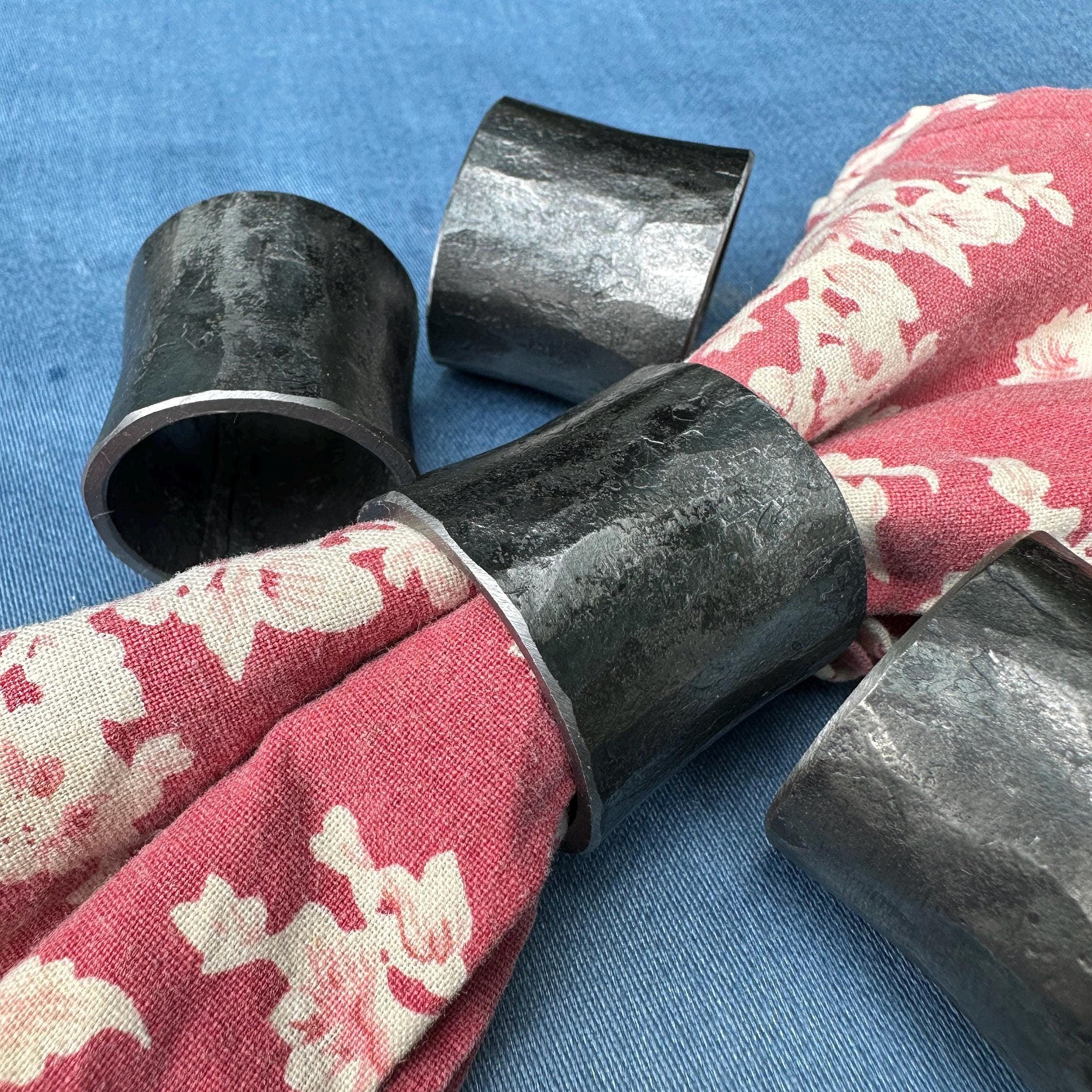 Hand forged steel napkin ring