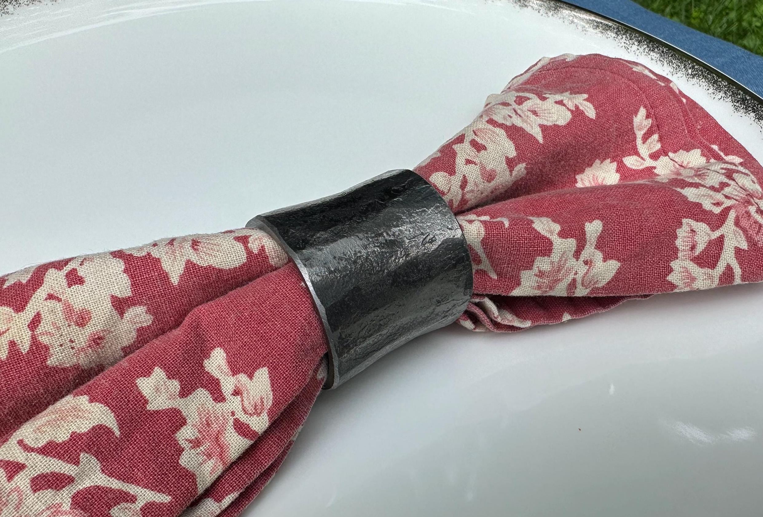 Hand forged steel napkin ring