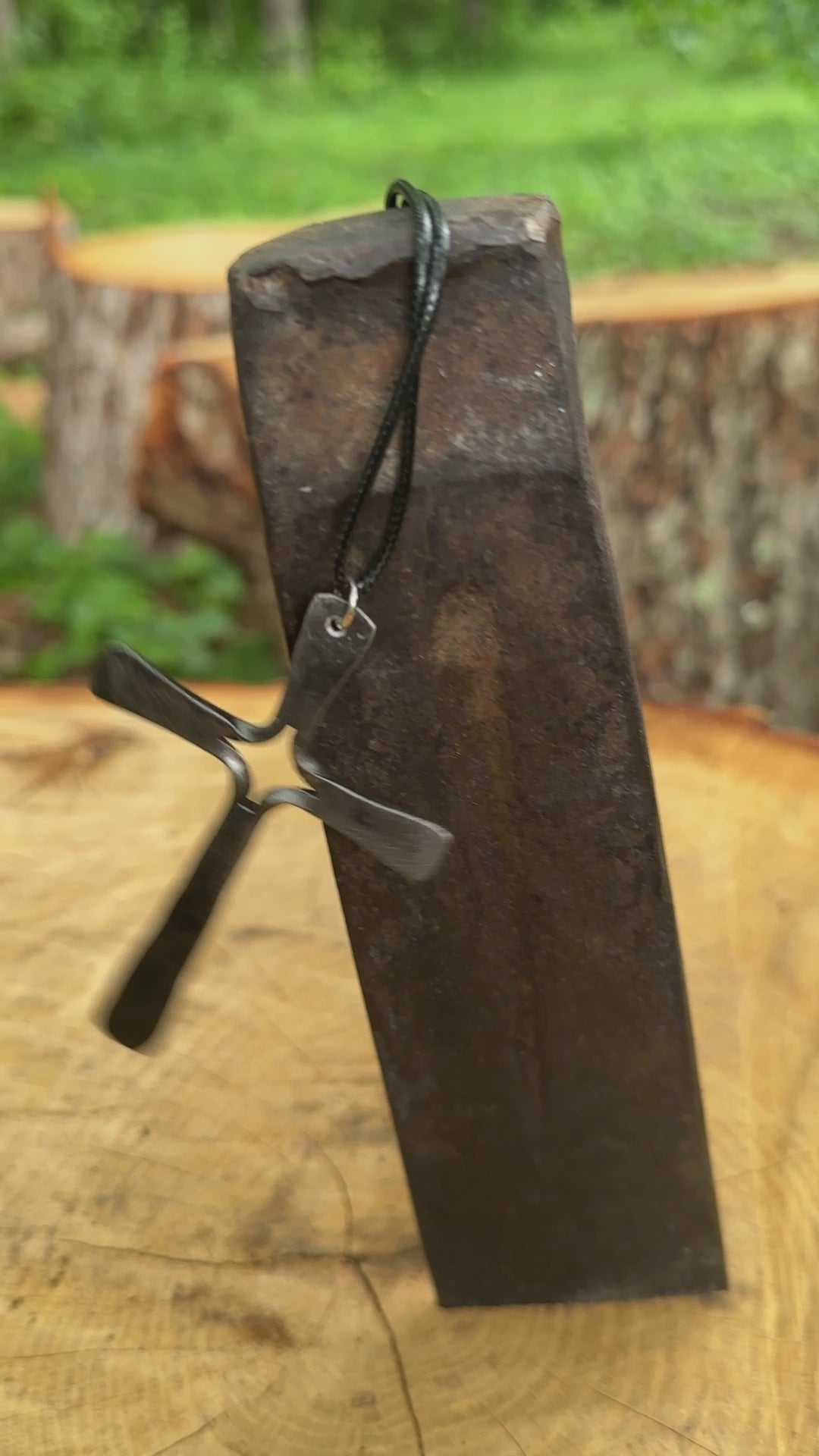 Forged cross pendant necklace